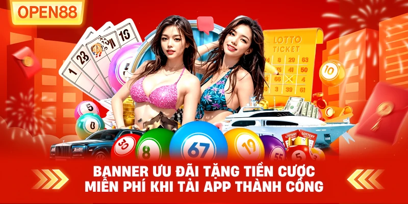 Banner ưu đãi tặng tiền cược miễn phí khi tải app thành công