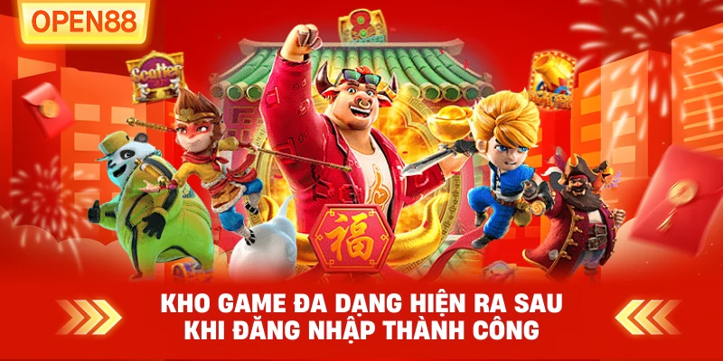 Kho game đa dạng hiện ra sau khi đăng nhập thành công.