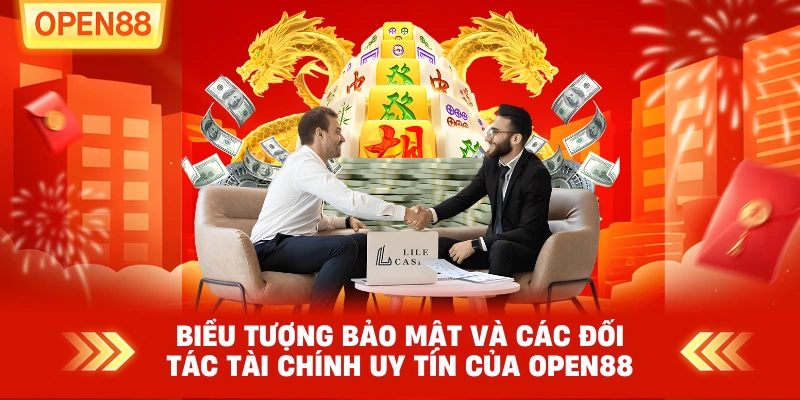 Biểu tượng bảo mật và các đối tác tài chính uy tín của OPEN88