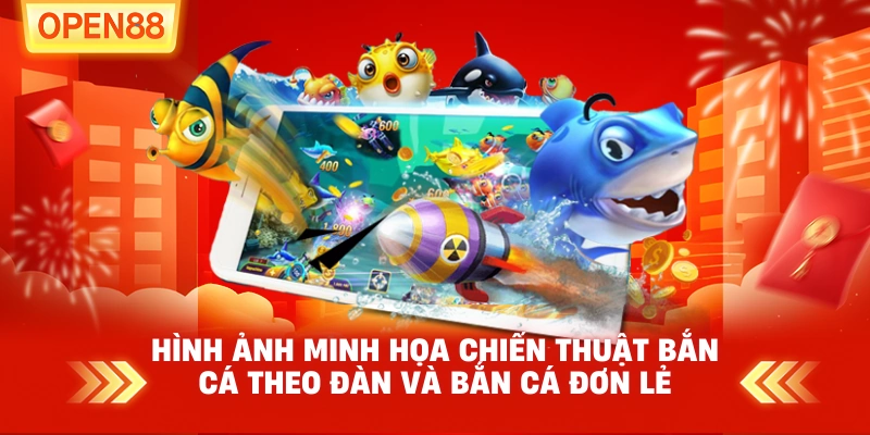 Hình ảnh minh họa chiến thuật bắn cá theo đàn và bắn cá đơn lẻ