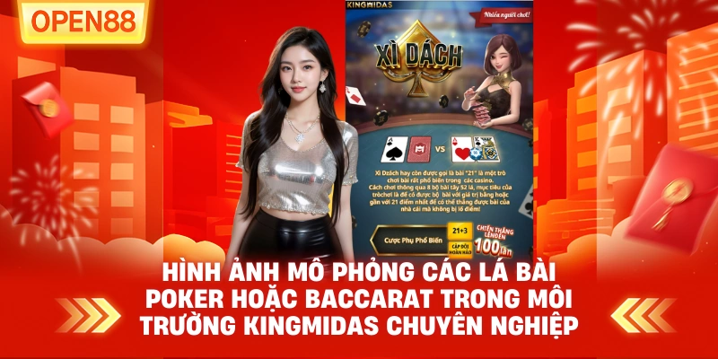 Các lá bài Poker hoặc Baccarat trong môi trường KingMidas chuyên nghiệp