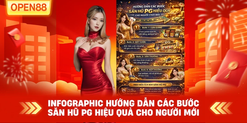 Infographic hướng dẫn các bước săn hũ PG hiệu quả cho người mới